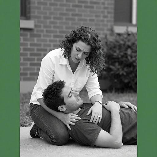 Caring Embrace in Black and White