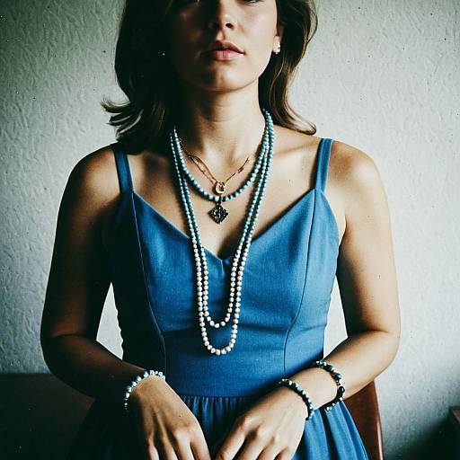 Woman in Blue Dress on Sunday