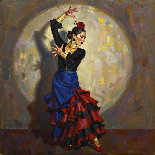 Passionate Flamenco Guitarist Oil Painting