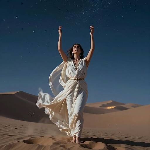 Desert Prophetess Under Starry Sky