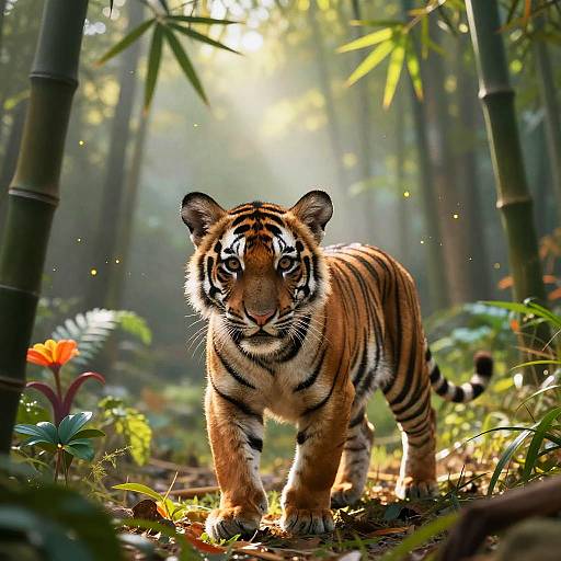 Whimsical Bengal Tiger Cub in Jungle