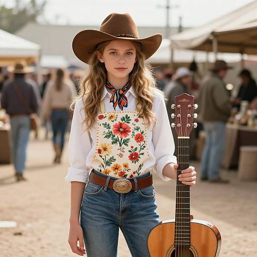Spirited Girl in Classic Western Outfit