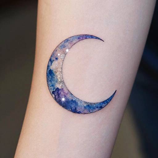 Ethereal Crescent Moon Wrist Tattoo