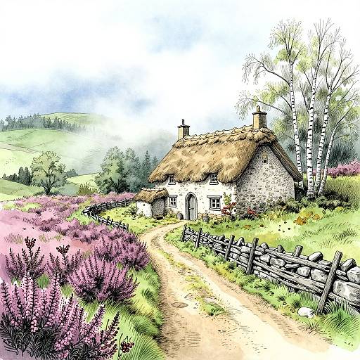 Cozy Medieval Cob Cottage Illustration
