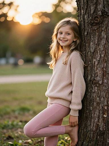 Golden-Hour Park Portrait of Young Girl