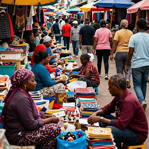 Vibrant Multicultural Market Street Scene