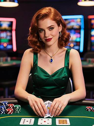 Glamorous Woman Playing Poker