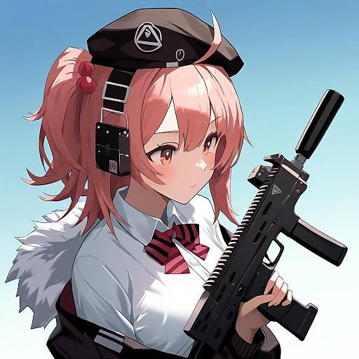 Illustration of Mp7 (girls' frontline), girls' frontline in the style of Kurione (zassou)