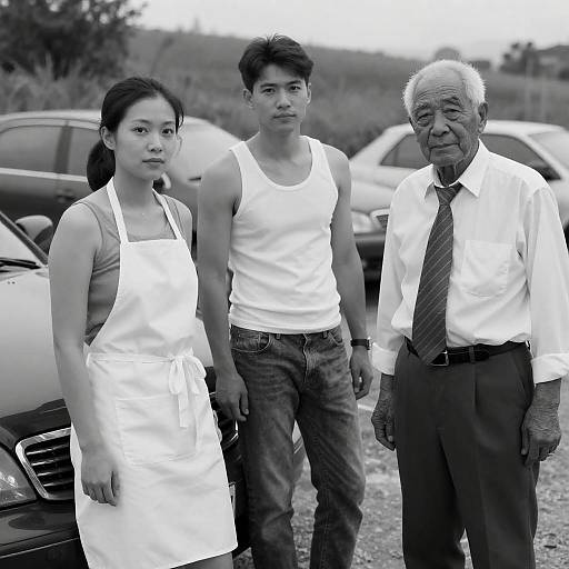 Classic Black-and-White Outdoor Portrait