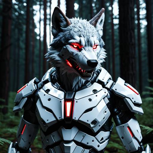 Cybernetic Wolf Soldier in Forest Cybernetic Wolf Soldier in Forest