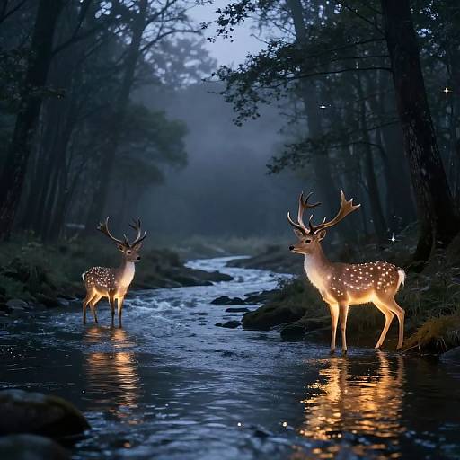 Glowing Deer by Misty Shimmering River