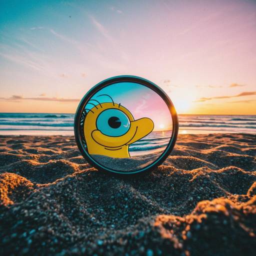 Bart Simpson Art Nouveau Mirror Reflection on Beach