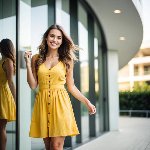 Smiling Woman in Yellow Sundress Outdoors
