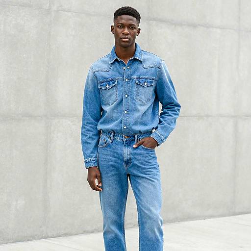 Urban Denim Style Portrait of Young Man