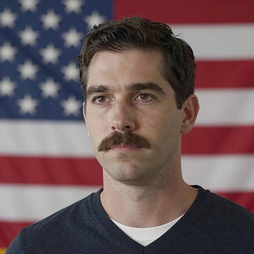 Serious Portrait Against American Flag