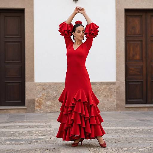 Woman in Red Flamenco Dress