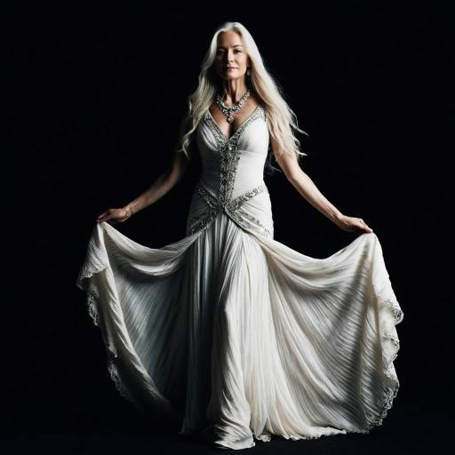 Regal Mature Woman in Elegant White Gown