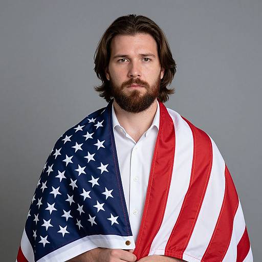 Patriotic Bearded Man Portrait