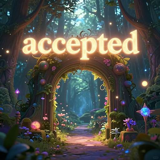 Enchanted forest archway with glowing 