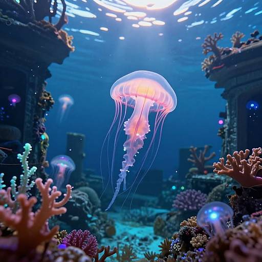 Luminescent Jellyfish in Underwater Sanctuary
