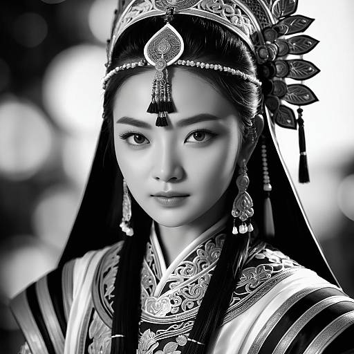 Asian Warrior Princess Fabric Portrait Headshot