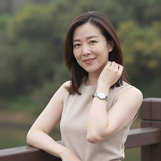 Smiling Asian Woman Outdoors