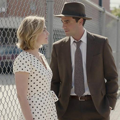 Vintage Urban Couple by Chain-Link Fence