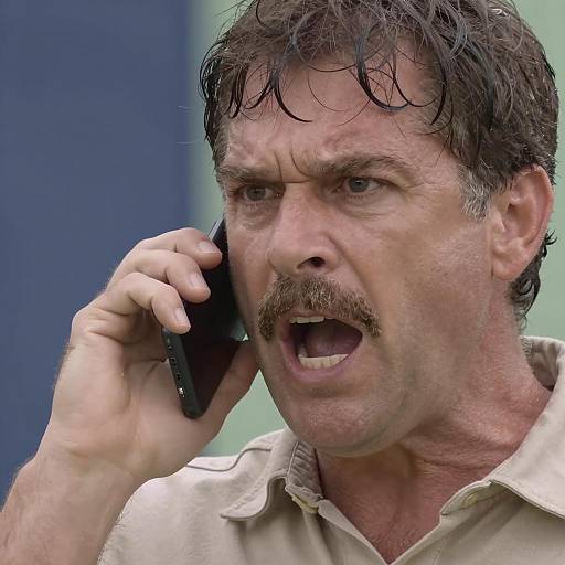 Intense Close-Up of a Yelling Man