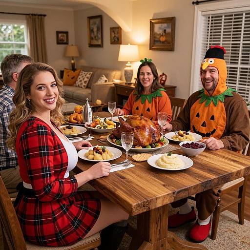 Festive Thanksgiving Dinner Party Scene