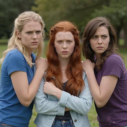 Dynamic Outdoor Scene with Three Women