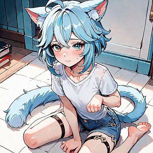 Embarrassed Furina Cat-Eared From Above