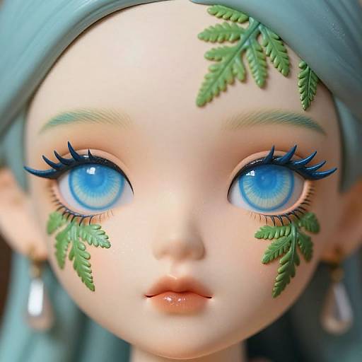 Nature Goddess Doll with Blue Eyes and Fern Details