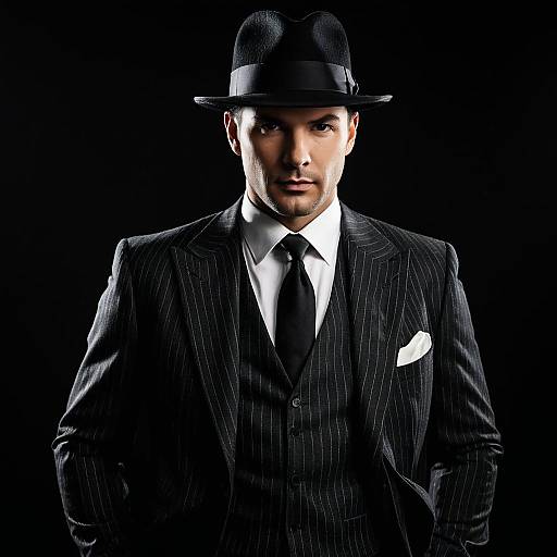 Stylish Man in Mobster Costume