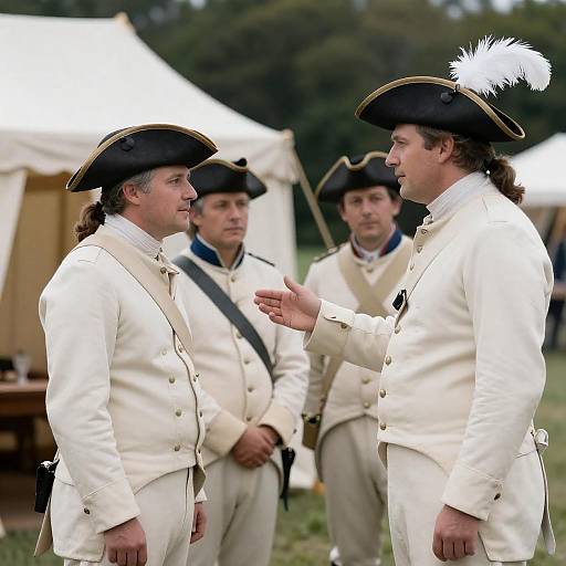18th-Century Officers at Striped Encampment