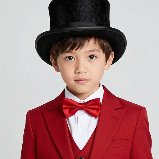 Boy in Red Suit with Top Hat