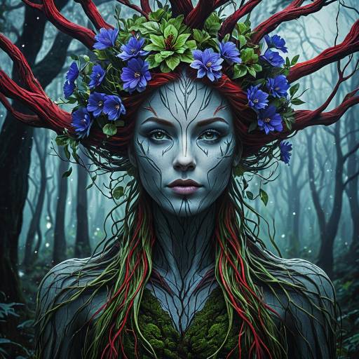 Anthropomorphic Tree Woman in Mystical Forest
