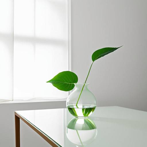 Minimalist Still Life with Green Leaf