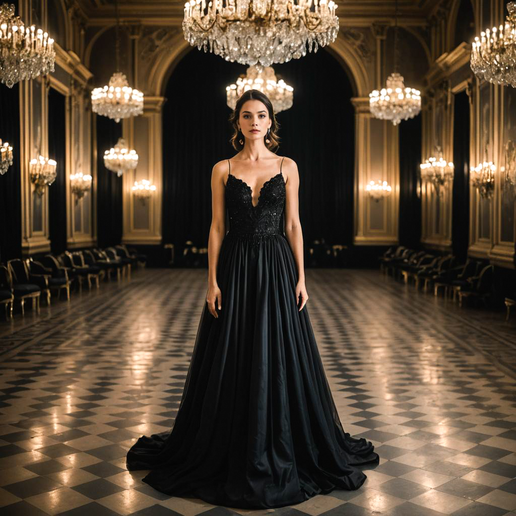 Elegant Woman in Classic Empire Gown