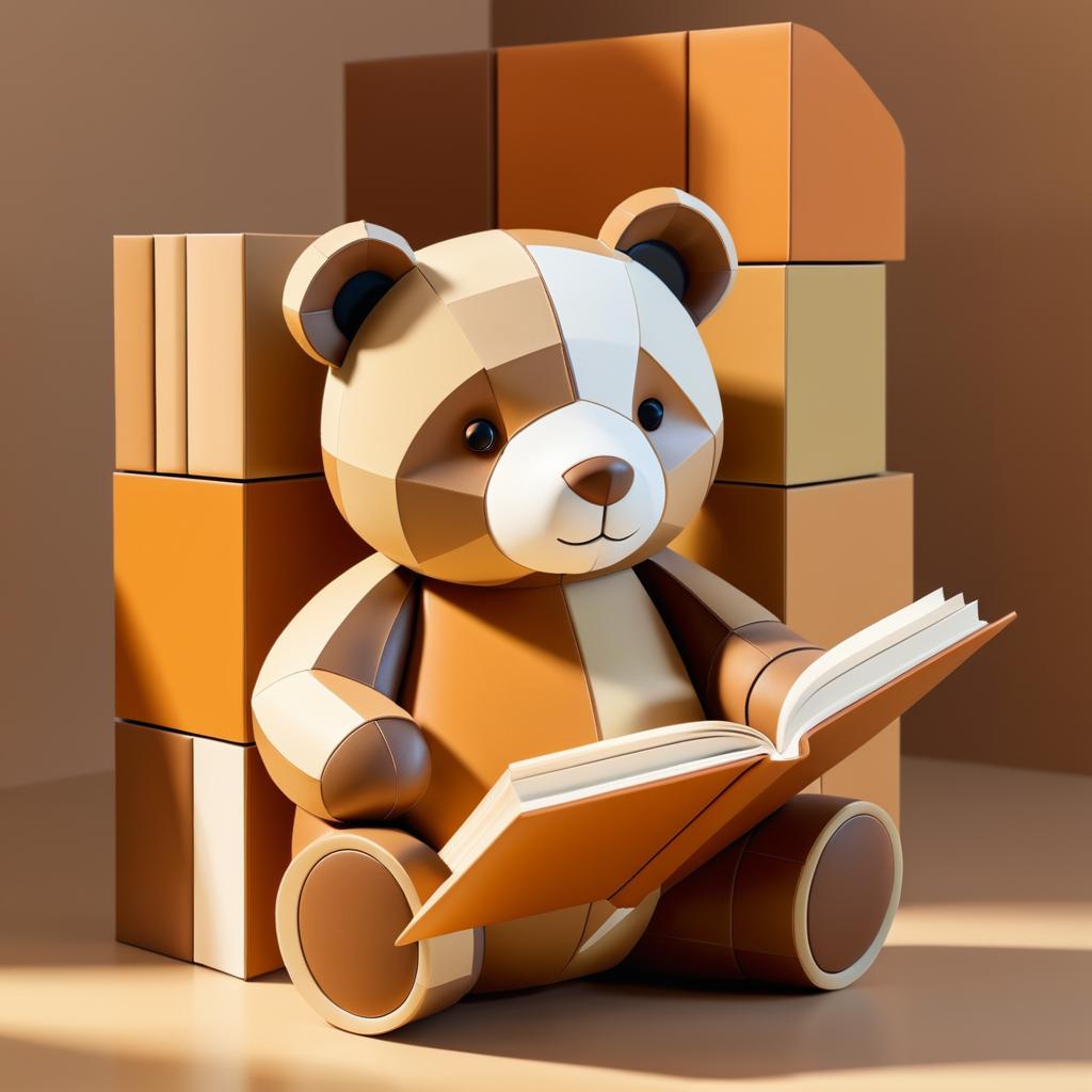 Charming 3D Toy Bear Reading