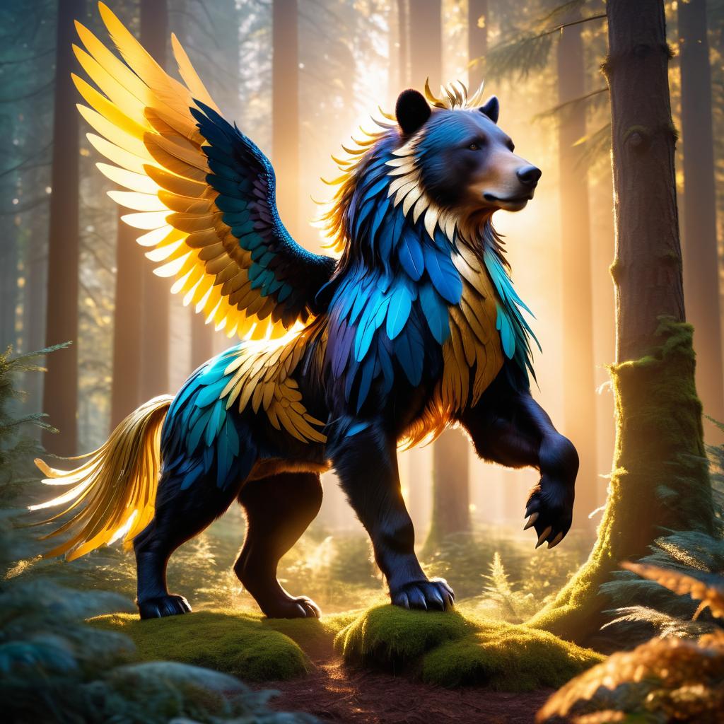 Majestic Winged Centaur-Bear in Twilight