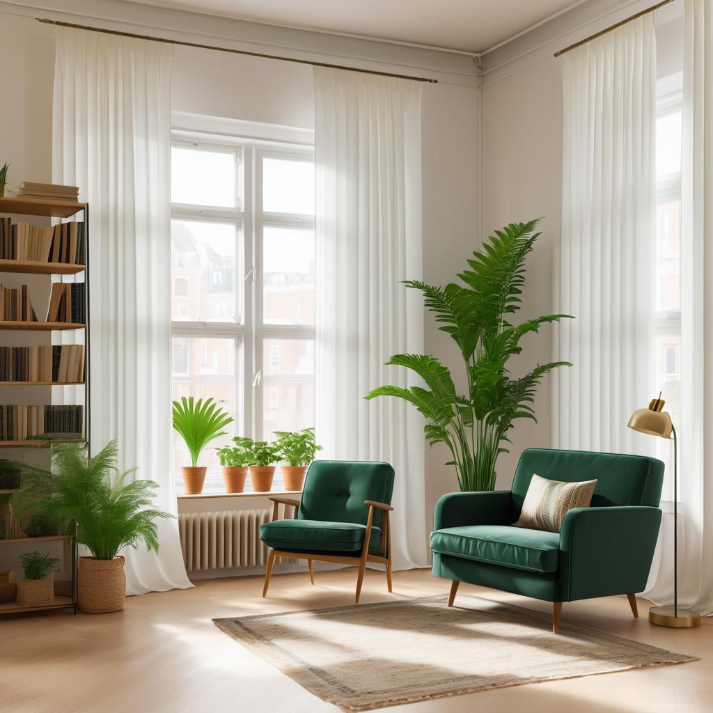 Serene Minimalist Room with Bookshelf