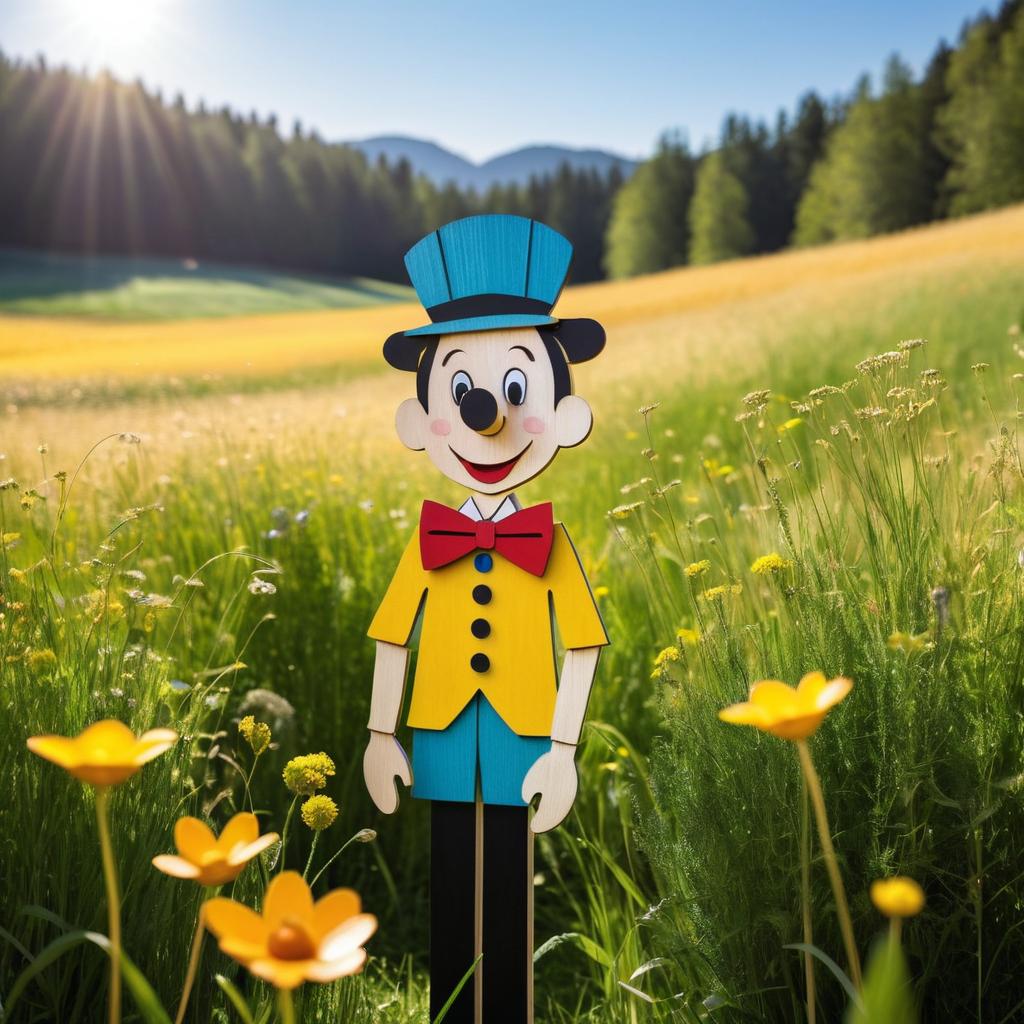 Whimsical Pinocchio in a Meadow