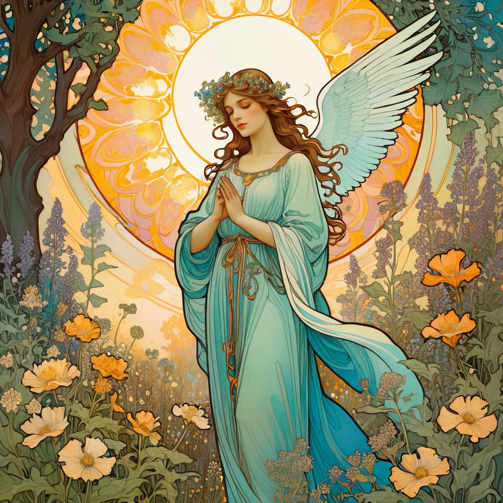 Angelic Healer in a Wildflower Garden