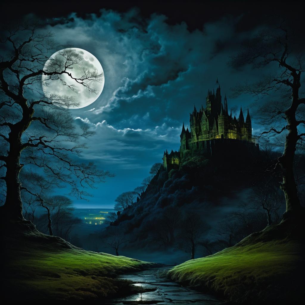 Mysterious Castle and Ogre at Night