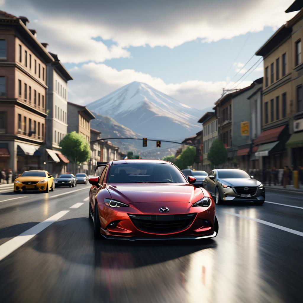 Cinematic Drifting Mazda in Urban Setting