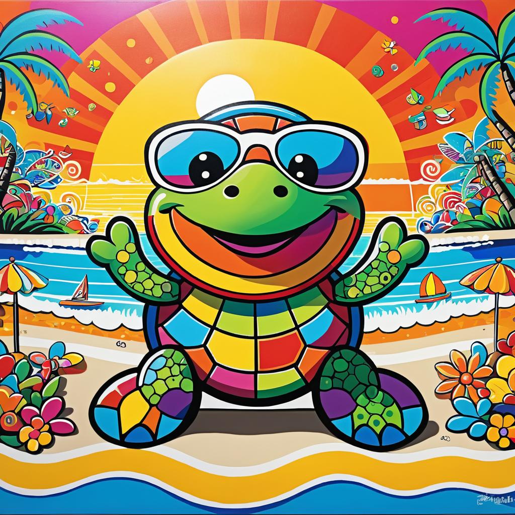 Cheerful Turtle Murals on the Beach