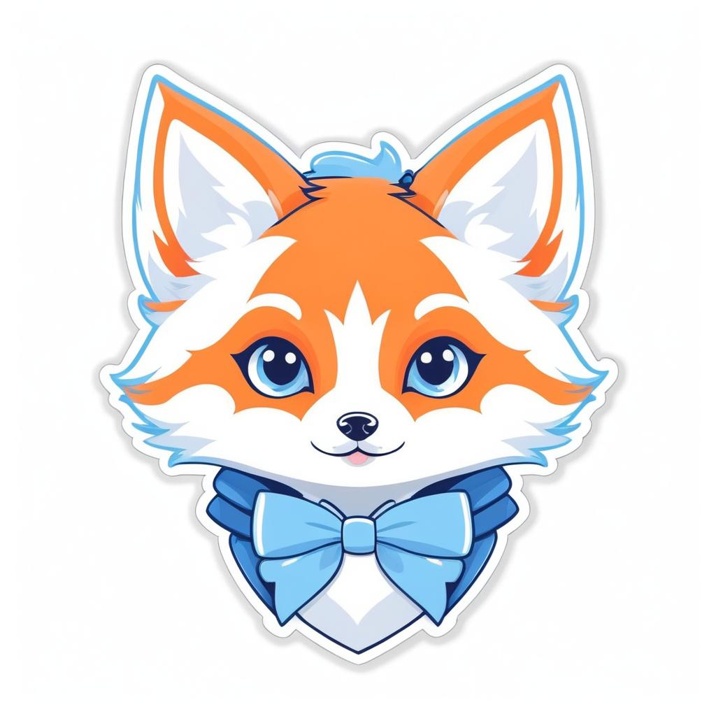 Kawaii Fox Die-Cut Sticker Design