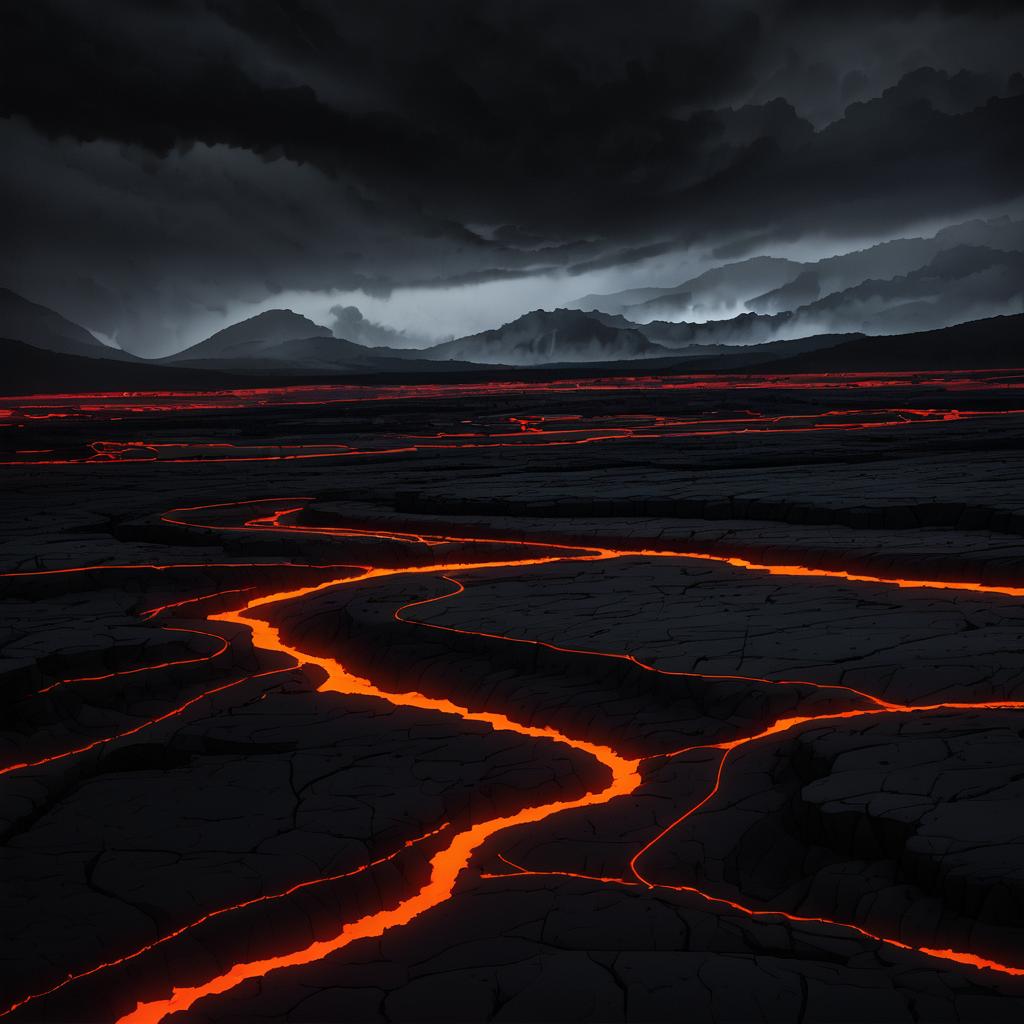 Eerie Nighttime Lava Flow Landscapes