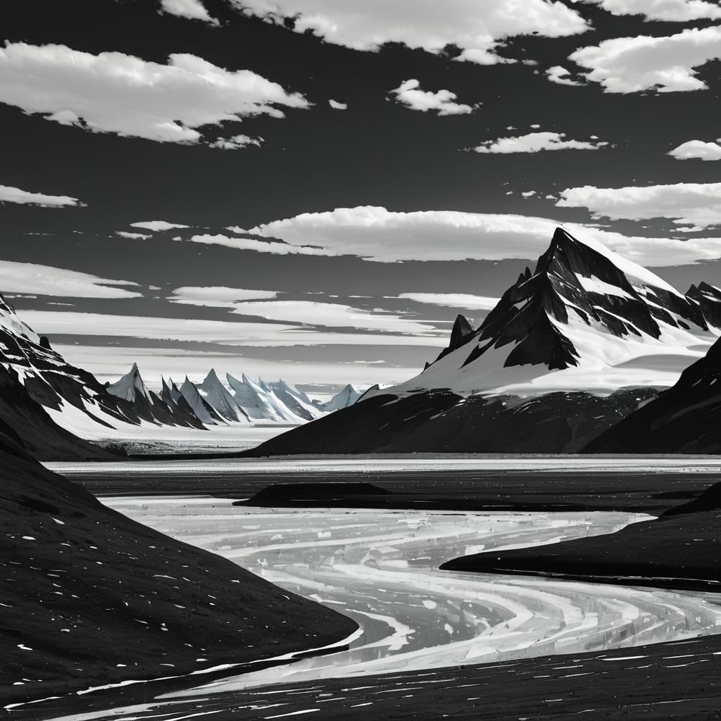 Majestic Black-and-White Glacier Landscapes