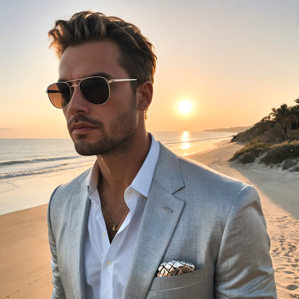 Chic Sunset Vibes: A Stylish Man